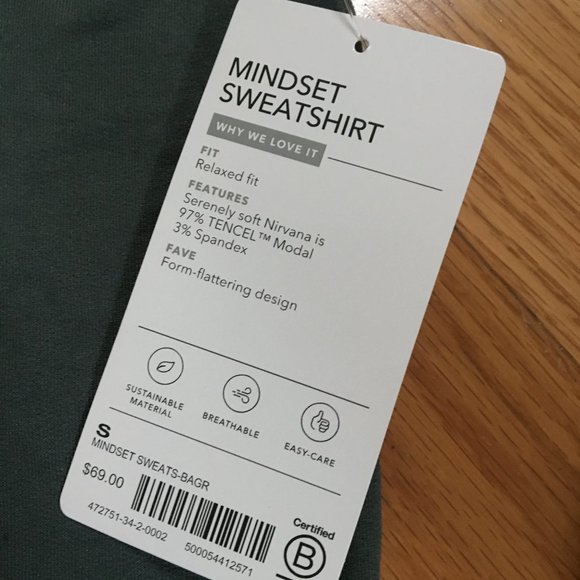 NWT Athleta Mindset Sweatshirt - Bali Green (S) - Picture 5 of 6